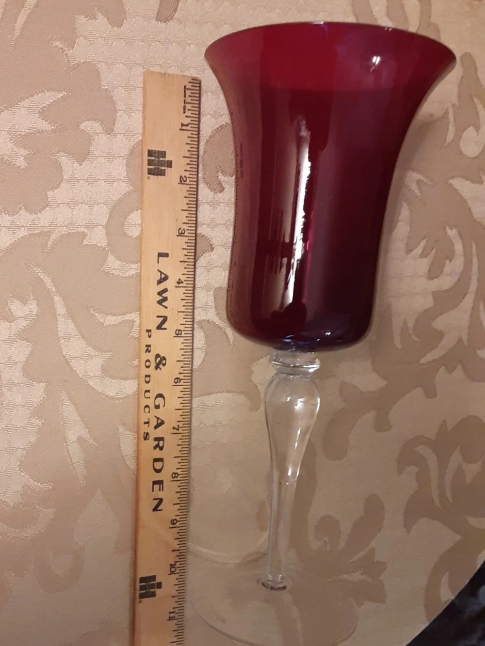 Ruby Red Flared Clear Stemmed Vintage Goblet